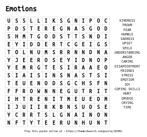 Word Search on Emotions