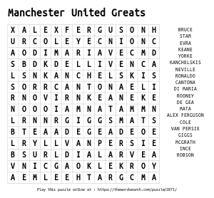 Word Search on Manchester United Greats