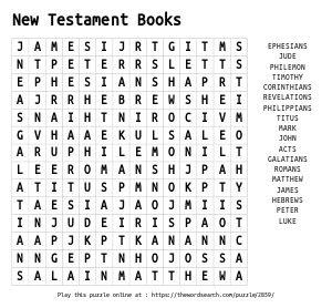 Word Search on New Testament Books